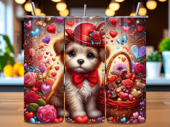 Adorable Puppy Hat Basket Roses Tumbler: A Trendy Design for Creative Entrepreneurs