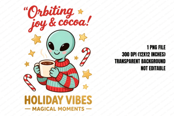 Alien Cocoa and Holiday Vibes PNG