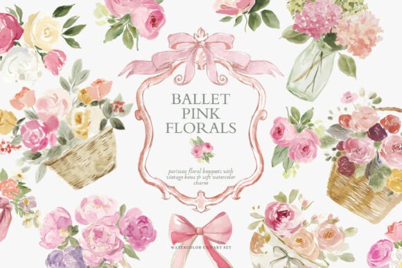 Ballet Pink Florals Clipart Collection