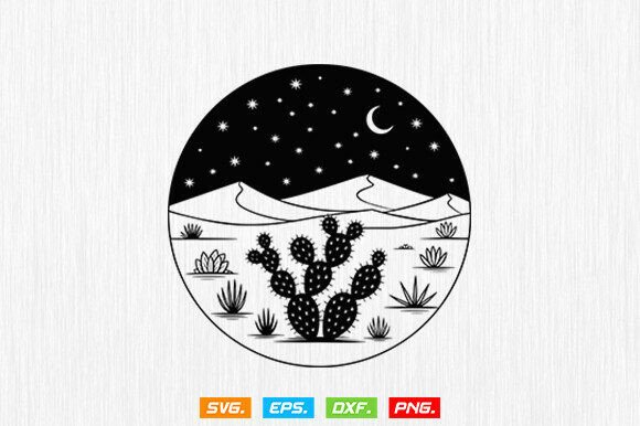 Cactus Svg File, Desert Scene Svg
