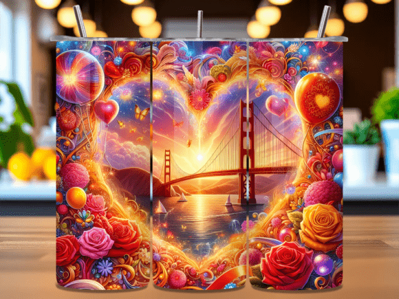 Gate Bridge Valentine Heart Tumbler Wrap