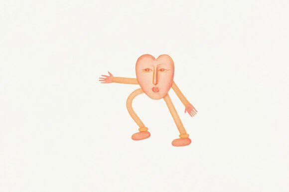 Groovy Heart Sticker PNG Clipart