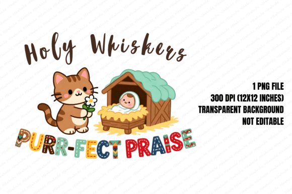Holy Whiskers Nativity Cat PNG: A Whimsical Addition to Your Creative Projects