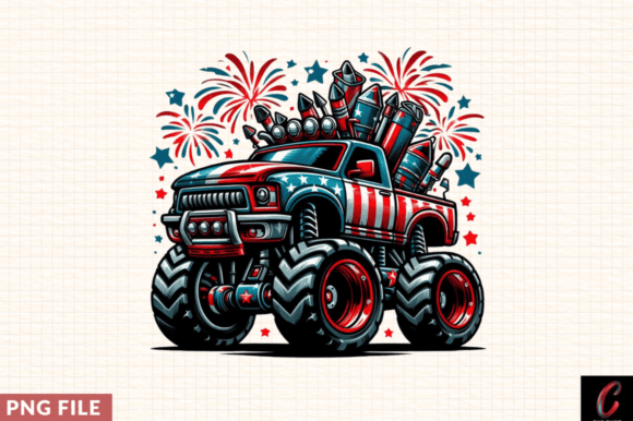 Monster Truck 4th of July Clipart PNG