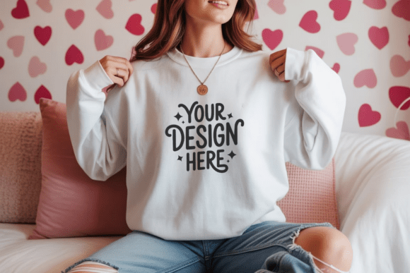 Valentine Gildan 18000 White Mockup 8: Elevate Your Design Presentations